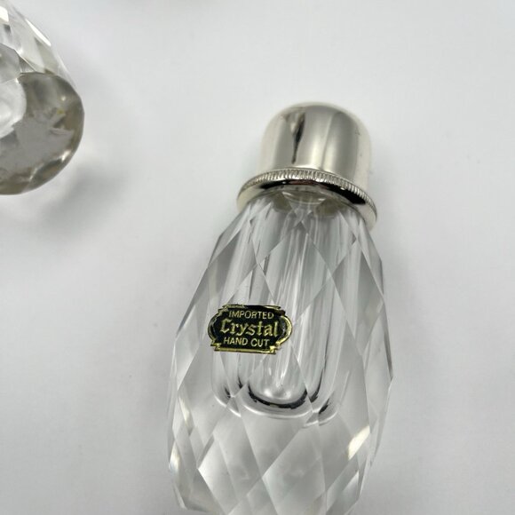 Vintage Post House Hand Cut Lead Crystal Salt Pepper Shaker & Pepper Set Japan - Picture 11 of 16